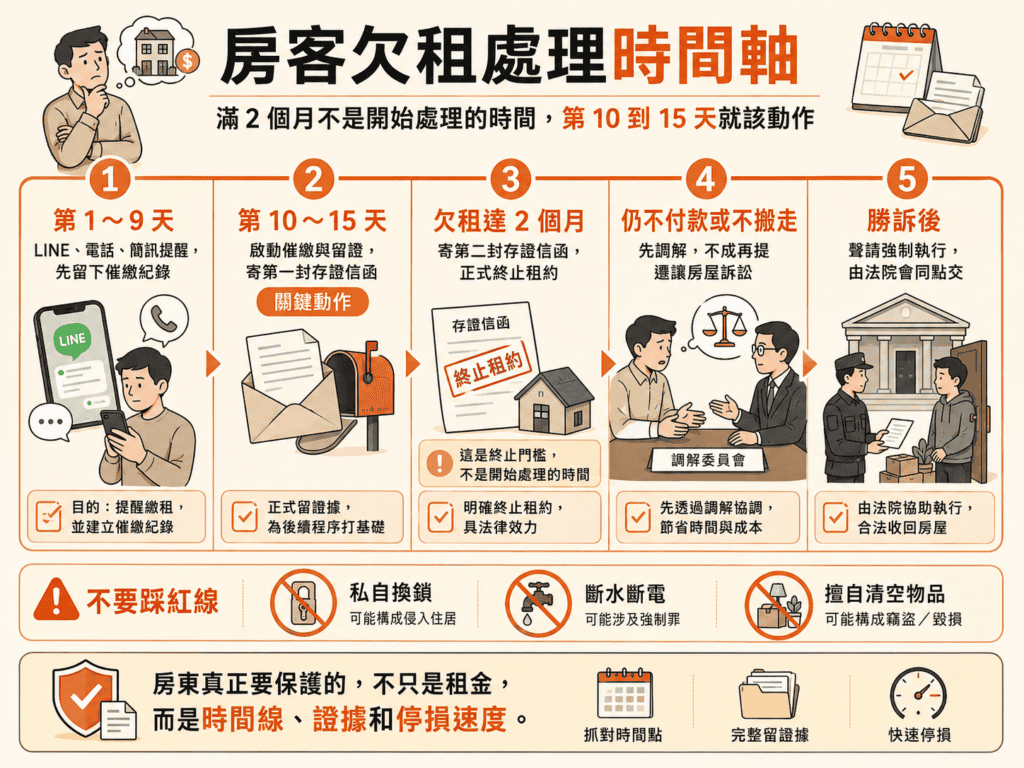 房客欠租處理SOP四步驟